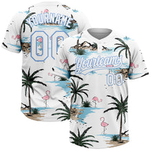 Charger l'image dans la galerie, Custom White Light Blue Tropical Hawaii Palm Trees And Flamingo Two-Button Unisex Softball Jersey
