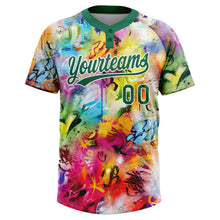 Загрузить изображение в средство просмотра галереи, Custom Graffiti Pattern Kelly Green-White Vibrant Multi-Color Street Style Two-Button Unisex Softball Jersey
