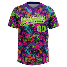 Laden Sie das Bild in den Galerie-Viewer, Custom Graffiti Pattern Neon Green-White Vibrant Multi-Color Street Style Two-Button Unisex Softball Jersey
