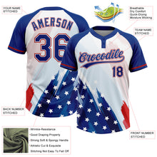Загрузить изображение в средство просмотра галереи, Custom White Royal-Red American Flag Two-Button Unisex Softball Jersey

