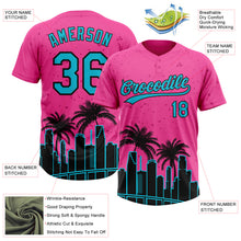 Загрузить изображение в средство просмотра галереи, Custom Pink Lakes Blue-Black Miami Palm Trees City Edition Two-Button Unisex Softball Jersey
