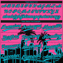 Загрузить изображение в средство просмотра галереи, Custom Pink Lakes Blue-Black Miami Palm Trees City Edition Two-Button Unisex Softball Jersey
