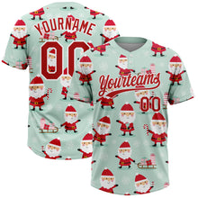 Load image into Gallery viewer, Custom Green Red-White Christmas Santa Claus 3D Pattern Design Two-Button Unisex Softball Jersey
