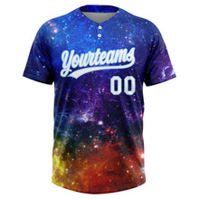 Charger l'image dans la galerie, Custom Graffiti Pattern White-Light Blue Galaxy Star Two-Button Unisex Softball Jersey
