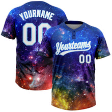 Charger l'image dans la galerie, Custom Graffiti Pattern White-Light Blue Galaxy Star Two-Button Unisex Softball Jersey
