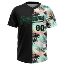 Charger l'image dans la galerie, Custom Black Kelly Green Tropical Palm Leaves Two-Button Unisex Softball Jersey
