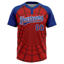 Charger l'image dans la galerie, Custom Red Royal-White Spider Web 3D Pattern Design Two-Button Unisex Softball Jersey
