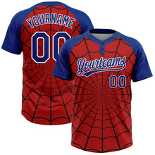 Charger l'image dans la galerie, Custom Red Royal-White Spider Web 3D Pattern Design Two-Button Unisex Softball Jersey
