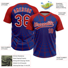 Load image into Gallery viewer, Custom Royal Red-White Spider Web 3D Pattern Design Two-Button Unisex Softball Jersey
