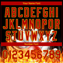 Load image into Gallery viewer, Custom Black Red-Yellow Flame Bowling 3D Pattern Design Two-Button Unisex Softball Jersey
