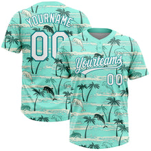 Load image into Gallery viewer, Custom Teal White Hawaii Palm Trees And Dolphin Two-Button Unisex Softball Jersey
