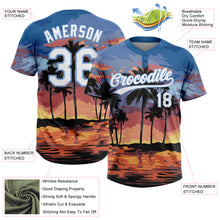 Load image into Gallery viewer, Custom Light Blue White Hawaii Palm Trees Two-Button Unisex Softball Jersey
