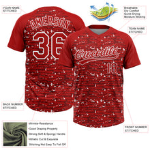 Laden Sie das Bild in den Galerie-Viewer, Custom Red-White Raglan Sleeves Distressed Fragment Brush Stroke Two-Button Unisex Softball Jersey
