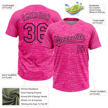 Загрузить изображение в средство просмотра галереи, Custom Pink-Black Raglan Sleeves Distressed Fragment Brush Stroke Two-Button Unisex Softball Jersey
