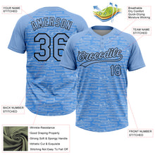 Charger l'image dans la galerie, Custom Light Blue-Black Raglan Sleeves Distressed Fragment Brush Stroke Two-Button Unisex Softball Jersey
