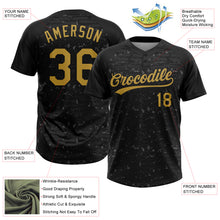 Загрузить изображение в средство просмотра галереи, Custom Black-Old Gold Raglan Sleeves Distressed Fragment Brush Stroke Two-Button Unisex Softball Jersey

