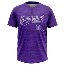 Laden Sie das Bild in den Galerie-Viewer, Custom Purple-White Raglan Sleeves Distressed Fragment Brush Stroke Two-Button Unisex Softball Jersey
