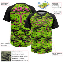 Charger l'image dans la galerie, Custom Neon Green Black-Pink Raglan Sleeves Distressed Fragment Brush Stroke Two-Button Unisex Softball Jersey
