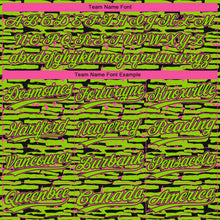 Charger l'image dans la galerie, Custom Neon Green Black-Pink Raglan Sleeves Distressed Fragment Brush Stroke Two-Button Unisex Softball Jersey
