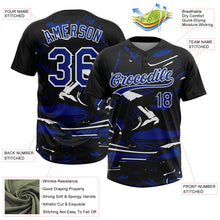 Загрузить изображение в средство просмотра галереи, Custom Black Royal-White Raglan Sleeves Abstract Fluid Marble Two-Button Unisex Softball Jersey
