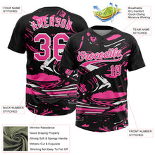 Charger l'image dans la galerie, Custom Black Pink-White Raglan Sleeves Abstract Fluid Marble Two-Button Unisex Softball Jersey
