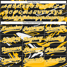Charger l'image dans la galerie, Custom Black Gold-White Raglan Sleeves Abstract Fluid Marble Two-Button Unisex Softball Jersey
