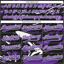Load image into Gallery viewer, Custom Black Purple-White Raglan Sleeves Abstract Fluid Marble Two-Button Unisex Softball Jersey
