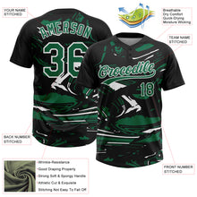 Laden Sie das Bild in den Galerie-Viewer, Custom Black Kelly Green-White Raglan Sleeves Abstract Fluid Marble Two-Button Unisex Softball Jersey
