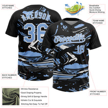 Загрузить изображение в средство просмотра галереи, Custom Black Light Blue-White Raglan Sleeves Abstract Fluid Marble Two-Button Unisex Softball Jersey
