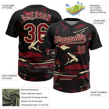 Load image into Gallery viewer, Custom Black Crimson Cream-Cream Raglan Sleeves Abstract Fluid Marble Two-Button Unisex Softball Jersey
