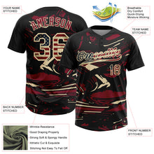 Load image into Gallery viewer, Custom Black Vintage USA Flag Crimson Cream-Cream Raglan Sleeves Abstract Fluid Marble Two-Button Unisex Softball Jersey
