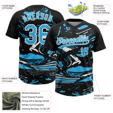 Load image into Gallery viewer, Custom Black Sky Blue-White Raglan Sleeves Abstract Fluid Marble Two-Button Unisex Softball Jersey
