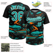 Load image into Gallery viewer, Custom Black Aqua Bay Orange-White Raglan Sleeves Abstract Fluid Marble Two-Button Unisex Softball Jersey
