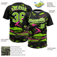 Load image into Gallery viewer, Custom Black Neon Green Pink-White Raglan Sleeves Abstract Fluid Marble Two-Button Unisex Softball Jersey
