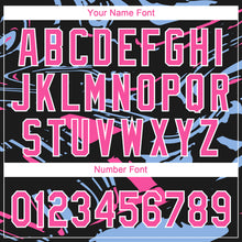 Charger l'image dans la galerie, Custom Black Pink Light Blue-White Raglan Sleeves Abstract Fluid Marble Two-Button Unisex Softball Jersey
