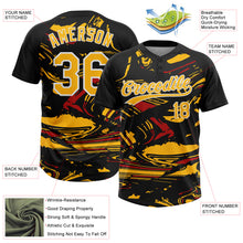 Load image into Gallery viewer, Custom Black Gold Red-White Raglan Sleeves Abstract Fluid Marble Two-Button Unisex Softball Jersey
