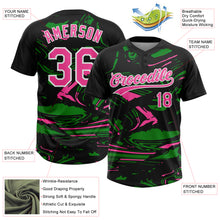 Charger l'image dans la galerie, Custom Black Pink Grass Green-White Raglan Sleeves Abstract Fluid Marble Two-Button Unisex Softball Jersey
