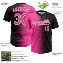 Load image into Gallery viewer, Custom Black Pink-White Gradient Horizontal Stripe Two-Button Unisex Softball Jersey
