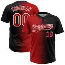 Load image into Gallery viewer, Custom Black Red-White Gradient Horizontal Stripe Two-Button Unisex Softball Jersey
