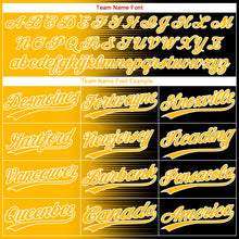 Laden Sie das Bild in den Galerie-Viewer, Custom Black Gold-White Gradient Horizontal Stripe Two-Button Unisex Softball Jersey

