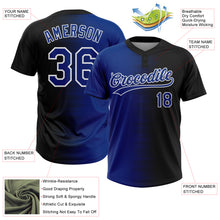 Laden Sie das Bild in den Galerie-Viewer, Custom Black Royal-White Gradient Horizontal Stripe Two-Button Unisex Softball Jersey
