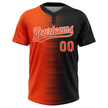 Load image into Gallery viewer, Custom Black Orange-White Gradient Horizontal Stripe Two-Button Unisex Softball Jersey
