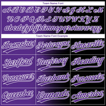 Laden Sie das Bild in den Galerie-Viewer, Custom Black Purple-White Gradient Horizontal Stripe Two-Button Unisex Softball Jersey

