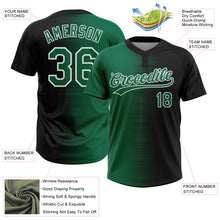 Laden Sie das Bild in den Galerie-Viewer, Custom Black Kelly Green-White Gradient Horizontal Stripe Two-Button Unisex Softball Jersey
