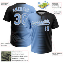 Загрузить изображение в средство просмотра галереи, Custom Black Light Blue-White Gradient Horizontal Stripe Two-Button Unisex Softball Jersey
