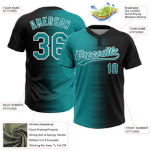 Загрузить изображение в средство просмотра галереи, Custom Black Teal-White Gradient Horizontal Stripe Two-Button Unisex Softball Jersey

