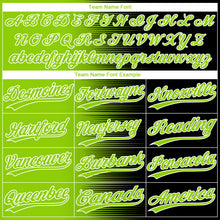 Laden Sie das Bild in den Galerie-Viewer, Custom Black Neon Green-White Gradient Horizontal Stripe Two-Button Unisex Softball Jersey
