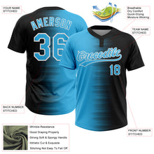 Charger l'image dans la galerie, Custom Black Sky Blue-White Gradient Horizontal Stripe Two-Button Unisex Softball Jersey
