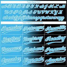 Charger l'image dans la galerie, Custom Black Sky Blue-White Gradient Horizontal Stripe Two-Button Unisex Softball Jersey
