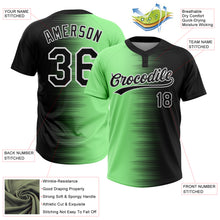 Загрузить изображение в средство просмотра галереи, Custom Black Pea Green-White Gradient Horizontal Stripe Two-Button Unisex Softball Jersey

